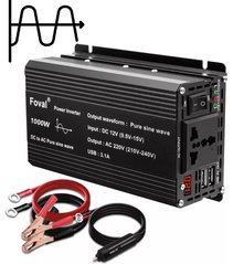 Інвертор 12V-220 "FOVAL 1500W", перетворювач напруги 12V-220V (Чиста синусоїда, 1500Вт)