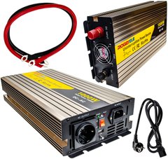 Інвертор 12V-220 "ROGER 2000W" із зарядним пристроєм (функція UPS, Чиста синусоїда, 2000Вт)