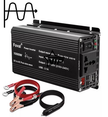 Інвертор 12V-220 "FOVAL 1500W", перетворювач напруги 12V-220V (Чиста синусоїда, 1500Вт)