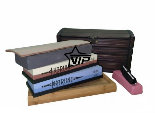 Подарочный набор для заточки ножей "КОРУНД BLADE MASTER PRO" 7 предметов в деревянном сундуке
