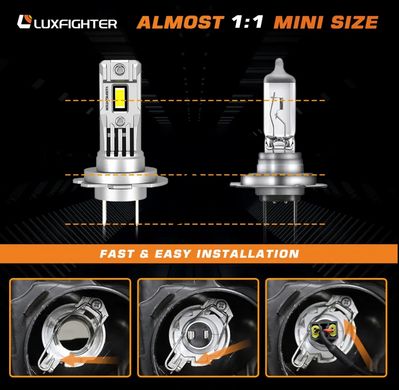 LED лампы LuxFighter H7-Q26 CANBUS. Светодиодные авто лампы H7 с обманкой (12-16V, 80W, 8000Lm)