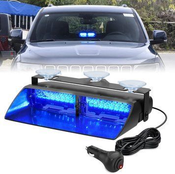 Світлодіодний стробоскоп СИНІЙ на лобове скло "WINDOW STROBE 16LED", проблисковий маячок салон авто