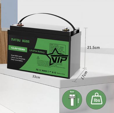 Акумулятор DATOUBOSS 12V 100Ah LiFePO4 (100A BMS, 8000 циклів, для інвертора)