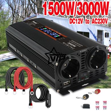 Інвертор 12V-220 "LVYUAN 3000W MOD", перетворювач напруги 12V-220V (Мод Сінусоїда, 3000Вт, LCD)