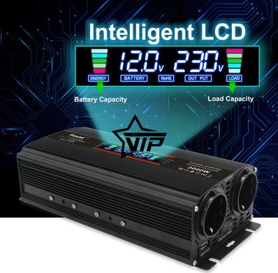 Інвертор 12V-220 "LVYUAN 3000W MOD", перетворювач напруги 12V-220V (Мод Сінусоїда, 3000Вт, LCD)