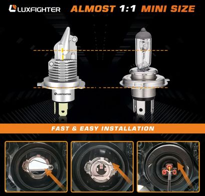 LED лампи LuxFighter H4-Q10. Світлодіодні авто лампи H4 (11-30V, 40W, 6400Lm)