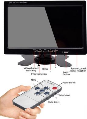 Монитор TFT LCD FHD7" для камеры заднего вида в автомобиль (7 дюймов, 2-AV, на ножке)