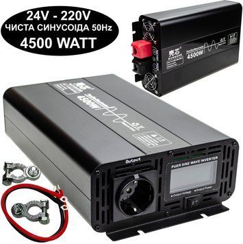 Инвертор 24V-220 "KAIX 4500W SIN", преобразователь напряжения 24V-220V (Чистая Синусоида, 4500Вт)