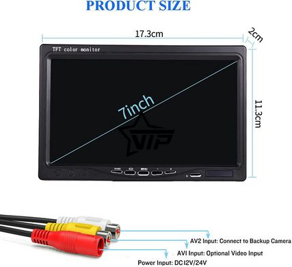 Монитор TFT LCD FHD7" для камеры заднего вида в автомобиль (7 дюймов, 2-AV, на ножке)