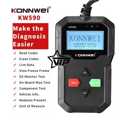 АВТОСКАНЕР KONNWEI KW590 для диагностики автомобиля (OBD II / EOBD+CAN)