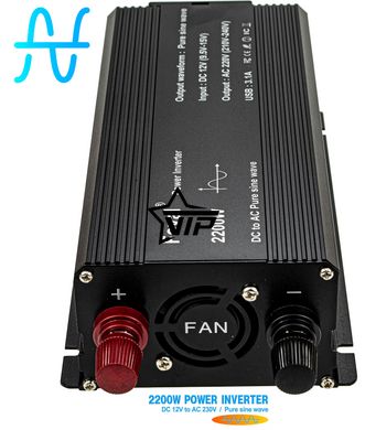 Інвертор 12V-220 "FOVAL 2200W", перетворювач напруги 12V-220V (Чиста Сінусоїда, 2200Вт)