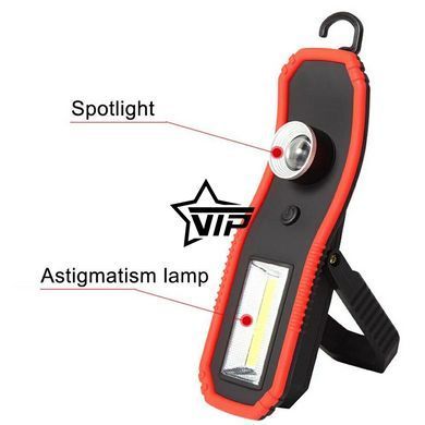 Ліхтарик LED з магнітом і гачком (АКБ, USB зарядка, 2 режими, IP67)