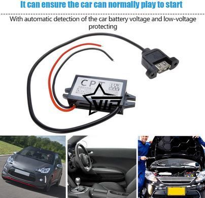 Перетворювач напруги "CPT 2B" 12В - 5В на 1 USB струм 3А (з кріпленням)