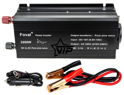 Инвертор 12V-220 "FOVAL 2200W", преобразователь напряжения 12V-220V (Чистая Синусоида, 2200Вт)