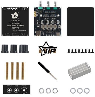 HiFi цифровой усилитель звука VTF - MC01 (Bluetooth 5.3, USB, AUX, 2x100W)