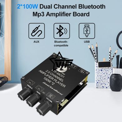 HiFi цифровой усилитель звука VTF - MC01 (Bluetooth 5.3, USB, AUX, 2x100W)
