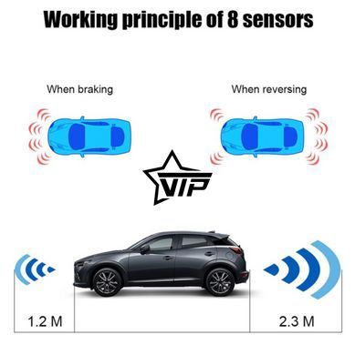 Парктроник Parking NY8089 LCD для переднего и заднего бампера (8 сенсоров, серебристые, голосовые подсказки)
