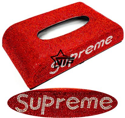 Серветниця Supreme RED для автомобіля, офісу (будинку) зі стразами