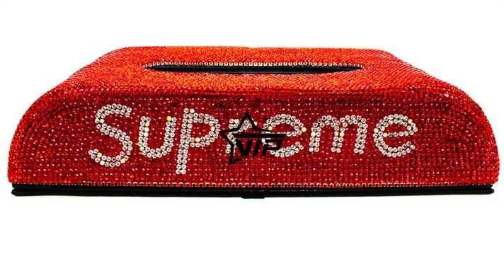 Серветниця Supreme RED для автомобіля, офісу (будинку) зі стразами