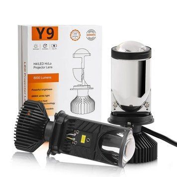 Лампы BI-LED мини-линзы Y9 "H4 MINI LED LENS"(72Вт, 16000Лм, 6000К, 9-32v, Цоколь H4)