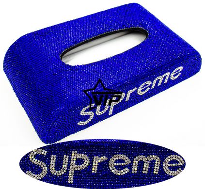 Серветниця Supreme BLUE для автомобіля, офісу (будинку) зі стразами