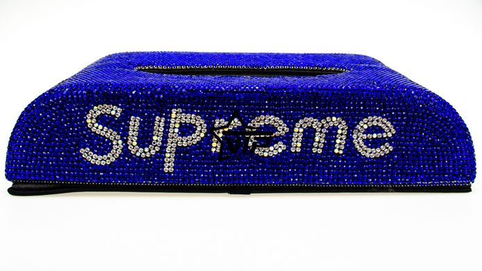 Серветниця Supreme BLUE для автомобіля, офісу (будинку) зі стразами