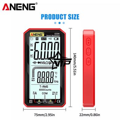 Цифровой SMART мультиметр ANENG AN-620A, с большим ЖК дисплеем ("4,8" дюйма, RED)