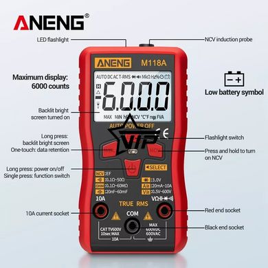 Цифровий міні-мультиметр ANENG M118A з автодіапазоном