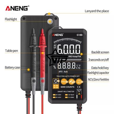 Цифровой сенсорный мультиметр ANENG 618B (больжой ЖК дисплей, чехол)