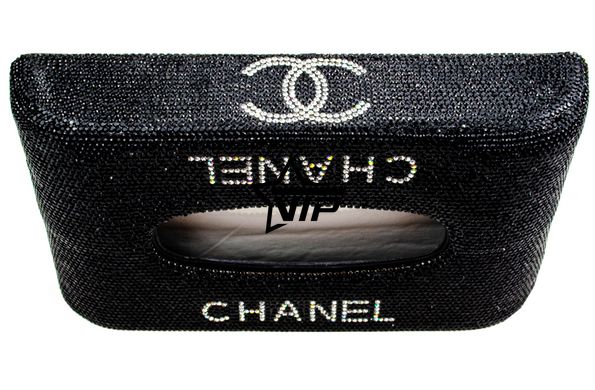 Салфетница CHANEL BLACK для автомобиля, офиса (дома) со стразами