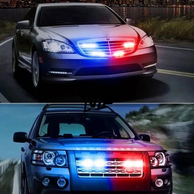 Стробоскоп "Federal Police 063-4LED", полицейская мигалка (красно-синие 4шт, пульт ДУ, под решетку, бампер)