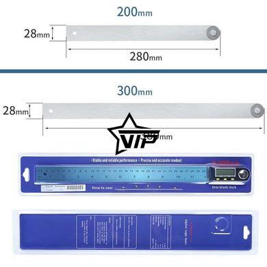 Электронный цифровой угломер-линейка "TL454-200" (транспортир, малка, 0-360°)