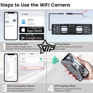 Камера в рамці номерного знака бездротова 5G WiFi "FISHEYE DX820" для iPhone та Android (165°, 1280*720)