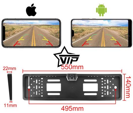 Камера в рамці номерного знака бездротова 5G WiFi "FISHEYE DX820" для iPhone та Android (165°, 1280*720)