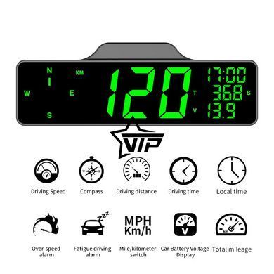 Автомобільний GPS спідометр HUD C3060 (екран 8,0 дюймів, швидкість, пробіг, час, компас)