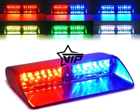 Стробоскоп "16LED RGB" 6 кольорів свічення на лобове скло, проблисковий маячок салон авто