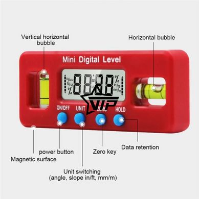 Кутомір електронний "Mini Digital Level" магнітний, інклінометр, цифровий рівень (IP65, точність ±0,1°)