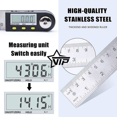 Електронний цифровий кутомір-лінійка "Digital Protractor-500" (транспортир, малка, 0-360 °)