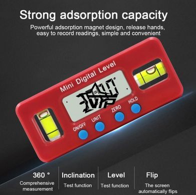 Угломер электронный "Mini Digital Level" магнитный, инклинометр, цифровой уровень (IP65, точность ±0,1°)