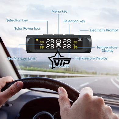 Система контролю тиску в шинах TPMS T-2VOICE (4шт. зовнішні датчики, Сонячна батарея)