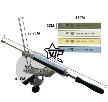 Точилка для ножів "Rehoo pro RH-07" на струбціні, Верстат для заточування ножів (4 бруска)