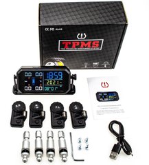 Система контролю тиску в шинах TPMS T-13 (4шт. внутрішні датчики, Сонячна батарея)