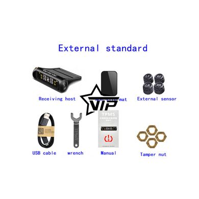 Система контролю тиску в шинах TPMS T-1 (4шт. зовнішні датчики, Сонячна батарея)