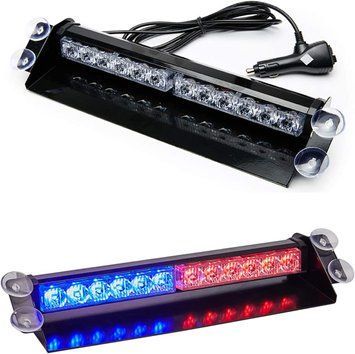 Стробоскоп ЧЕРВОНО-СИНІЙ на лобове скло "LED FLASH LIGHT 51057", проблисковий маячок салон авто