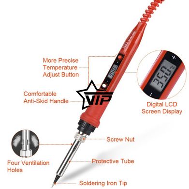 Паяльний набір "JCD908S UM-16" мультиметр, паяльник 80W з регульованою t та LCD (футляр, набір аксесуарів)