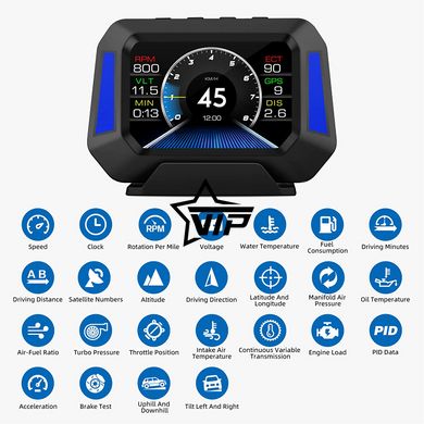 Бортовой компьютер HUD P21 (OBD2 диагностика, GPS)