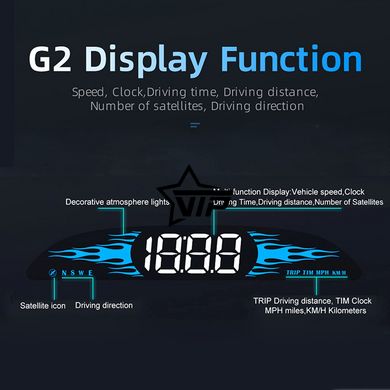 Автомобільний GPS спідометр, одометр "HUD G2" (Годинник, Компас, Дисплей 4,3)