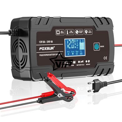 Зарядное устройство Foxsur (12V 8A / 24V 4A) для легковых и грузовых авто с функцией восстановления АКБ