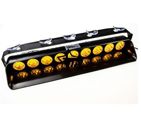 Стробоскоп ЖЕЛТЫЙ на лобовое стекло "HIGH POWER LED F27", проблесковый маячок салон авто (ЯРКИЙ 80W)