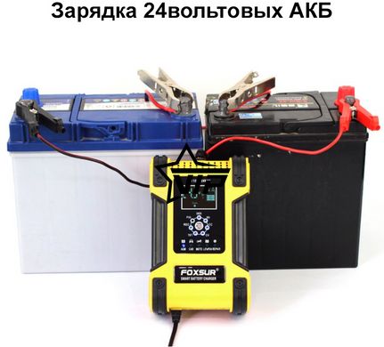 Зарядное устройство Foxsur (12V 12A / 24V 6A) для легковых и грузовых авто с функцией восстановления АКБ